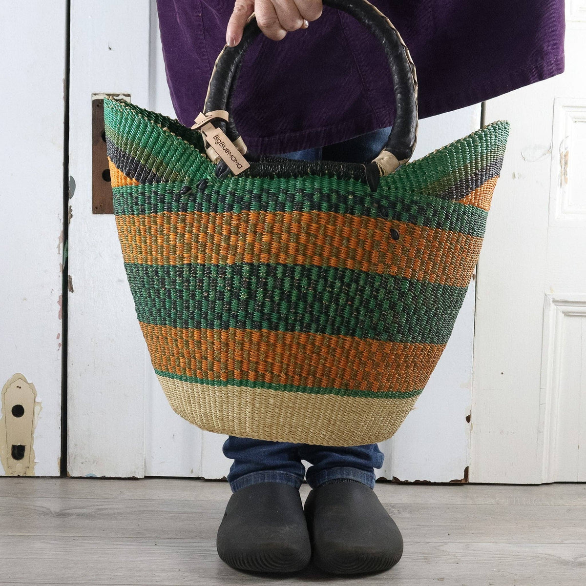 Big Blue Moma - Bolga Basket LARGE U SHOPPER (Variety of Colours)