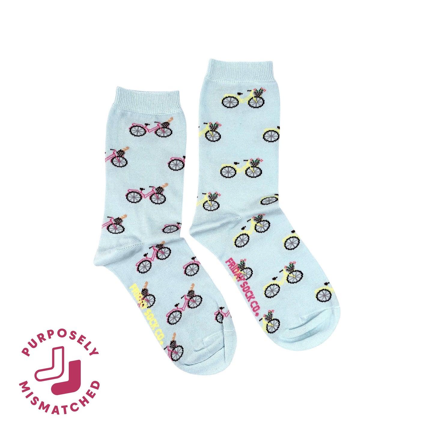 Friday Sock Co. - Women’s Socks Pink & Yellow Bicycle
