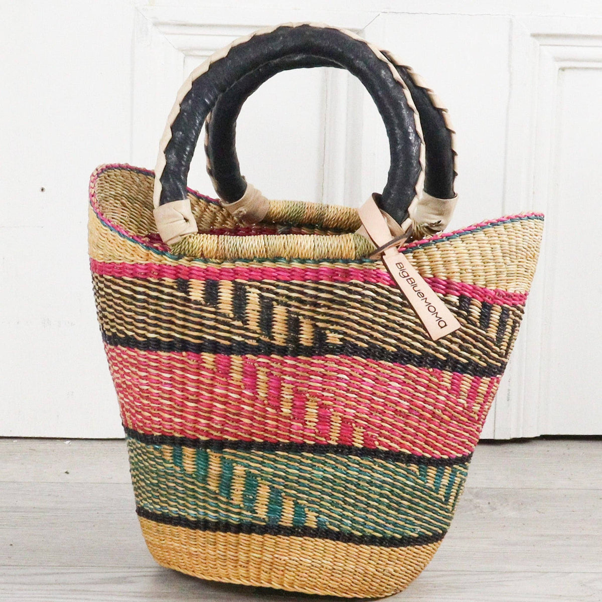 Big Blue Moma - Bolga Basket SMALL U SHOPPER (Variety of Colours)