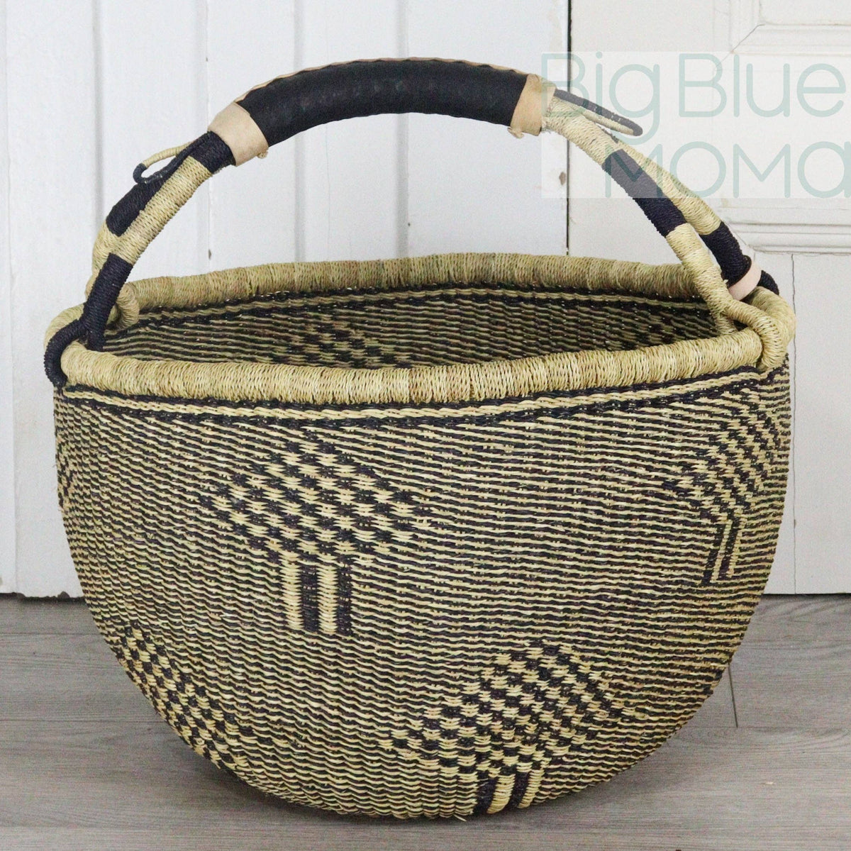 Big Blue Moma - Bolga Basket LARGE ROUND (Natural Palette)