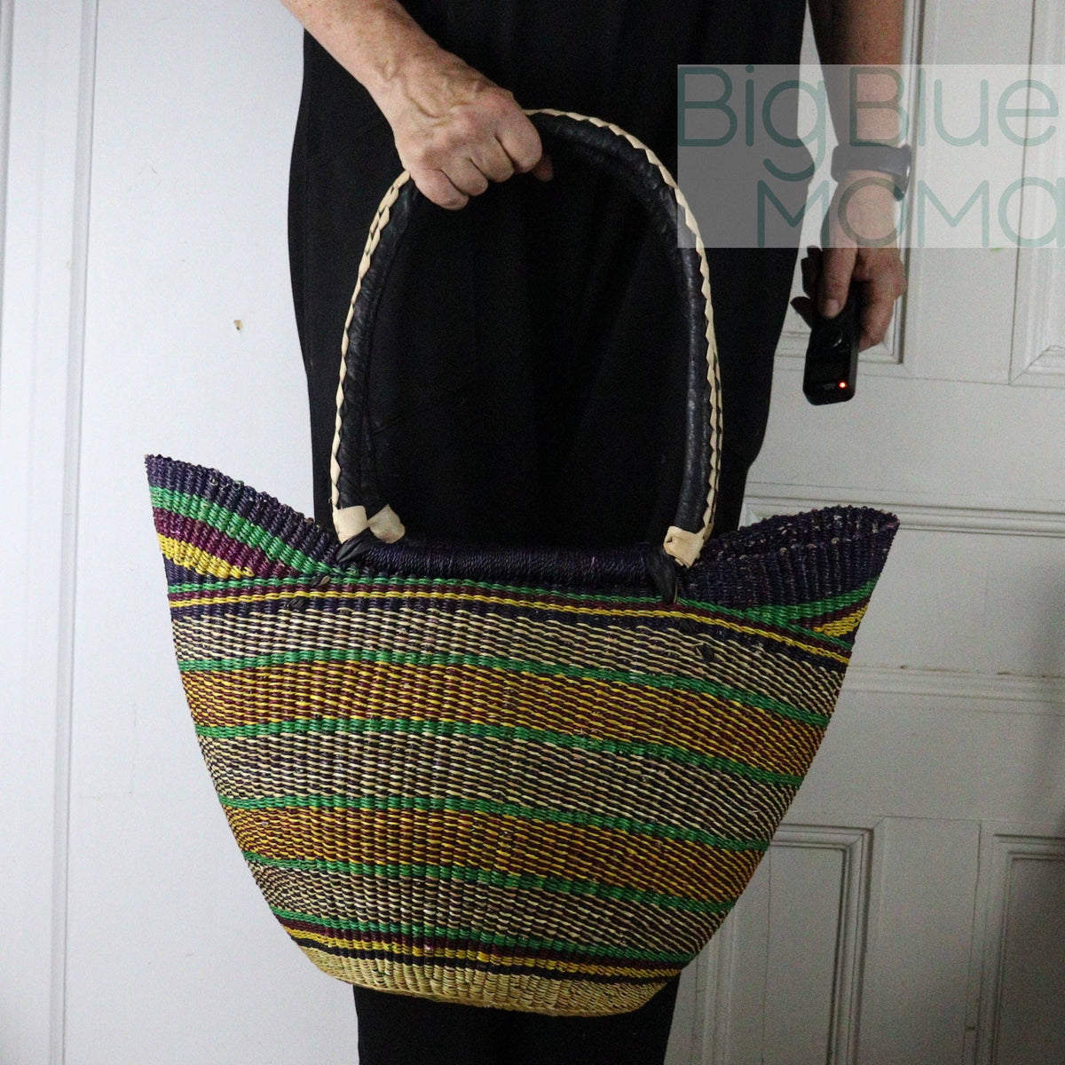 Big Blue Moma - Bolga Basket SHOULDER SHOPPER (Variety of Colours)
