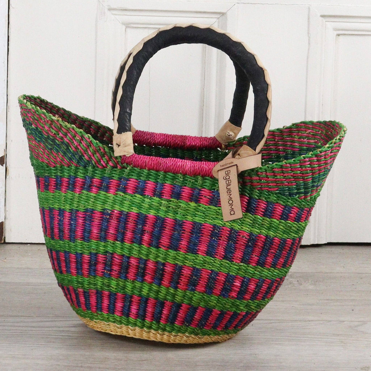 Big Blue Moma - Bolga Basket SMALL U SHOPPER (Variety of Colours)