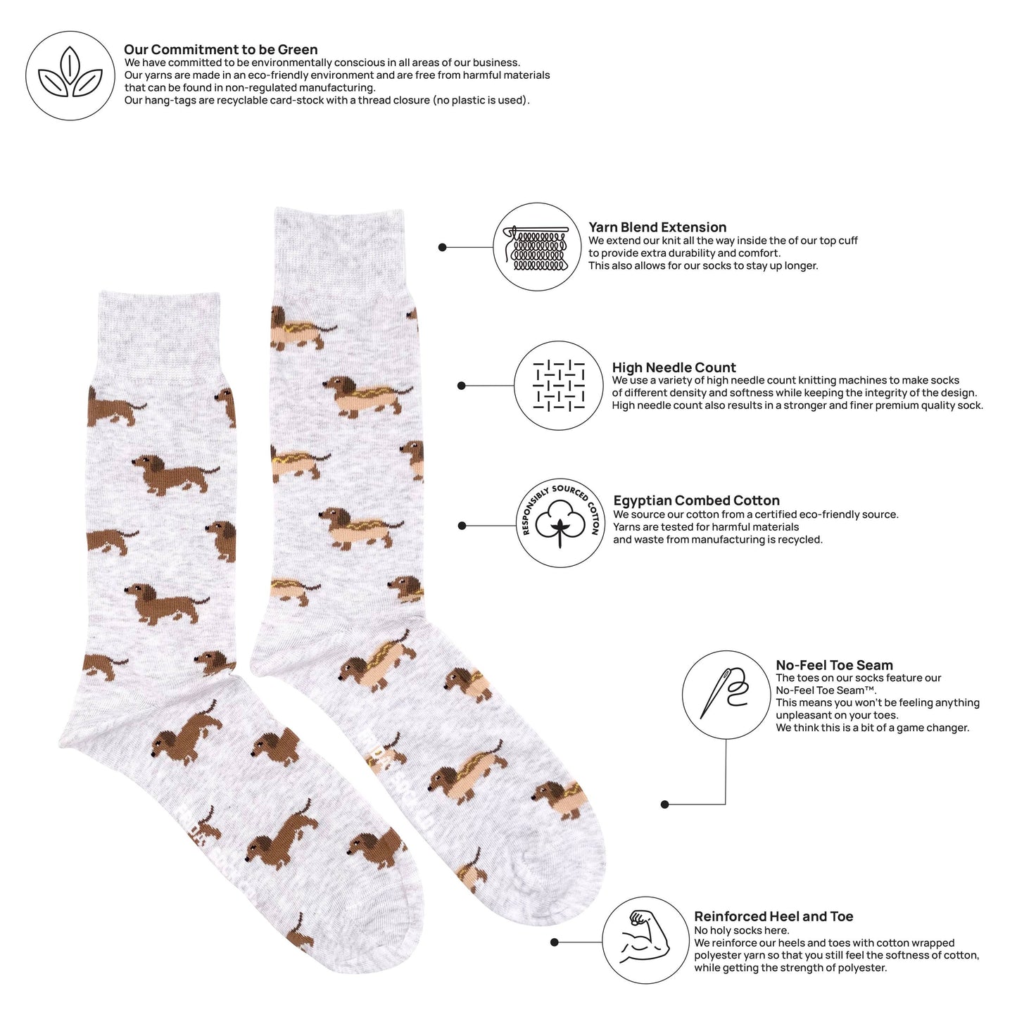 Friday Sock Co. - Men's Hot Dog Wiener Dog Socks