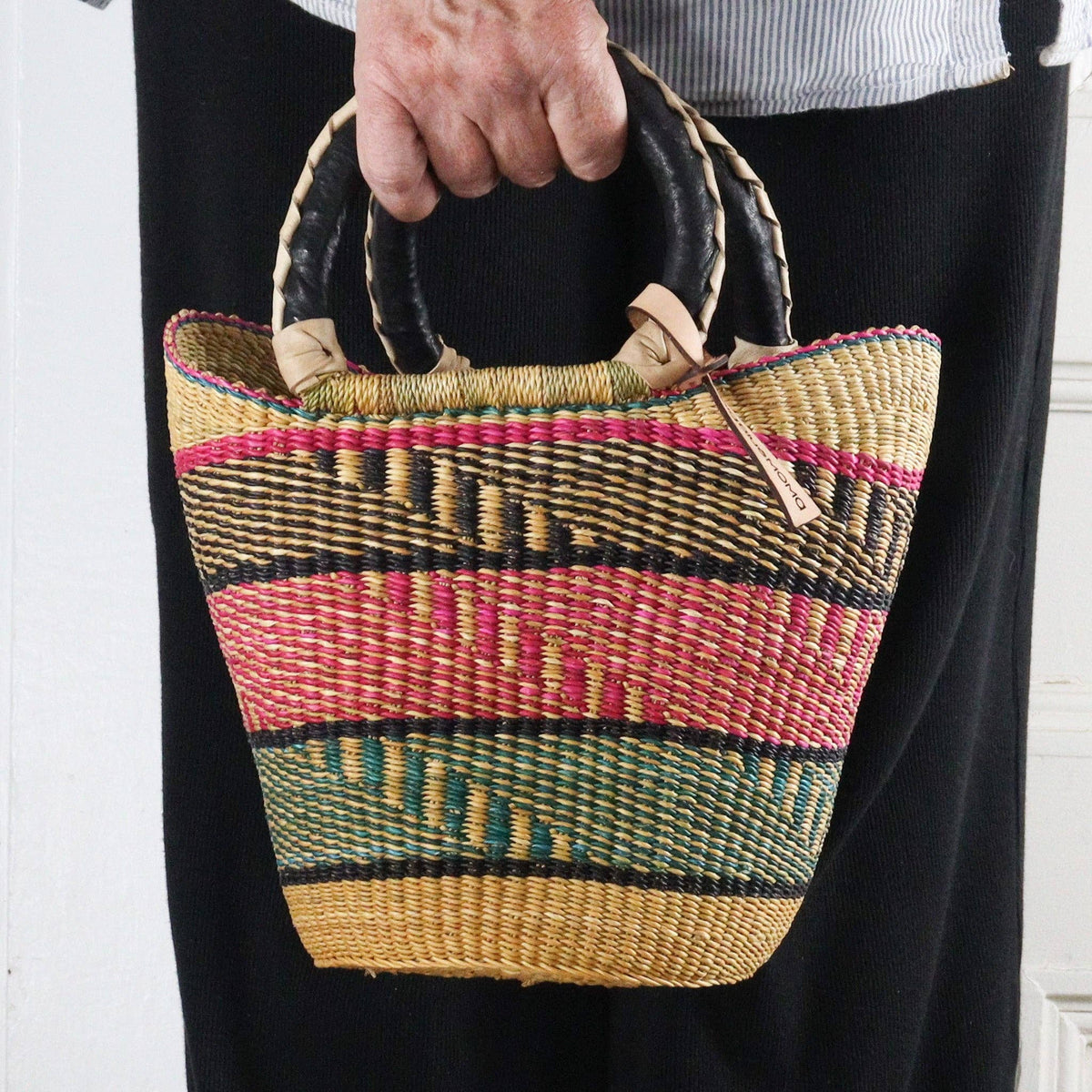Big Blue Moma - Bolga Basket SMALL U SHOPPER (Variety of Colours)