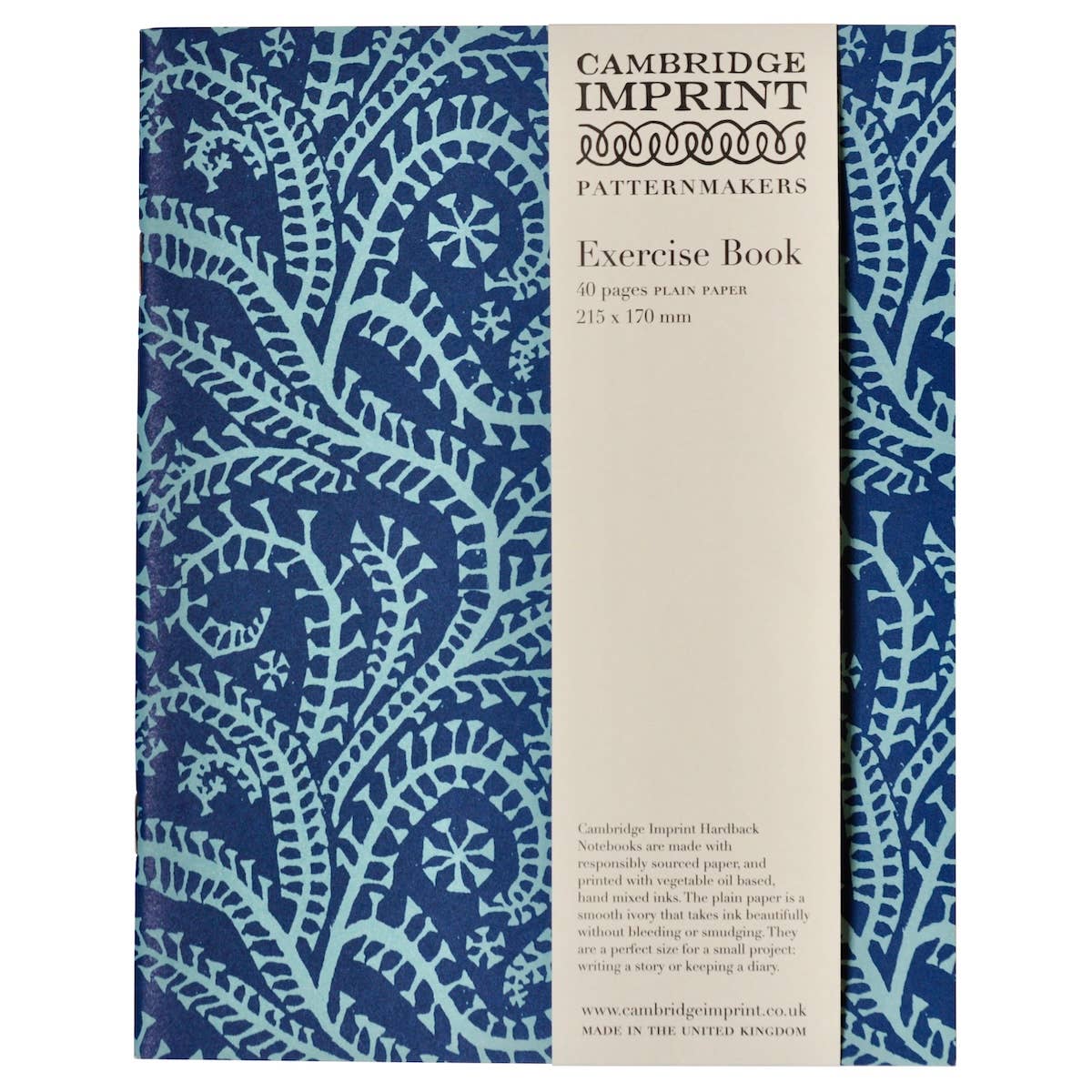 Cambridge Imprint - Exercise Book Seaweed Paisley Cyanotype