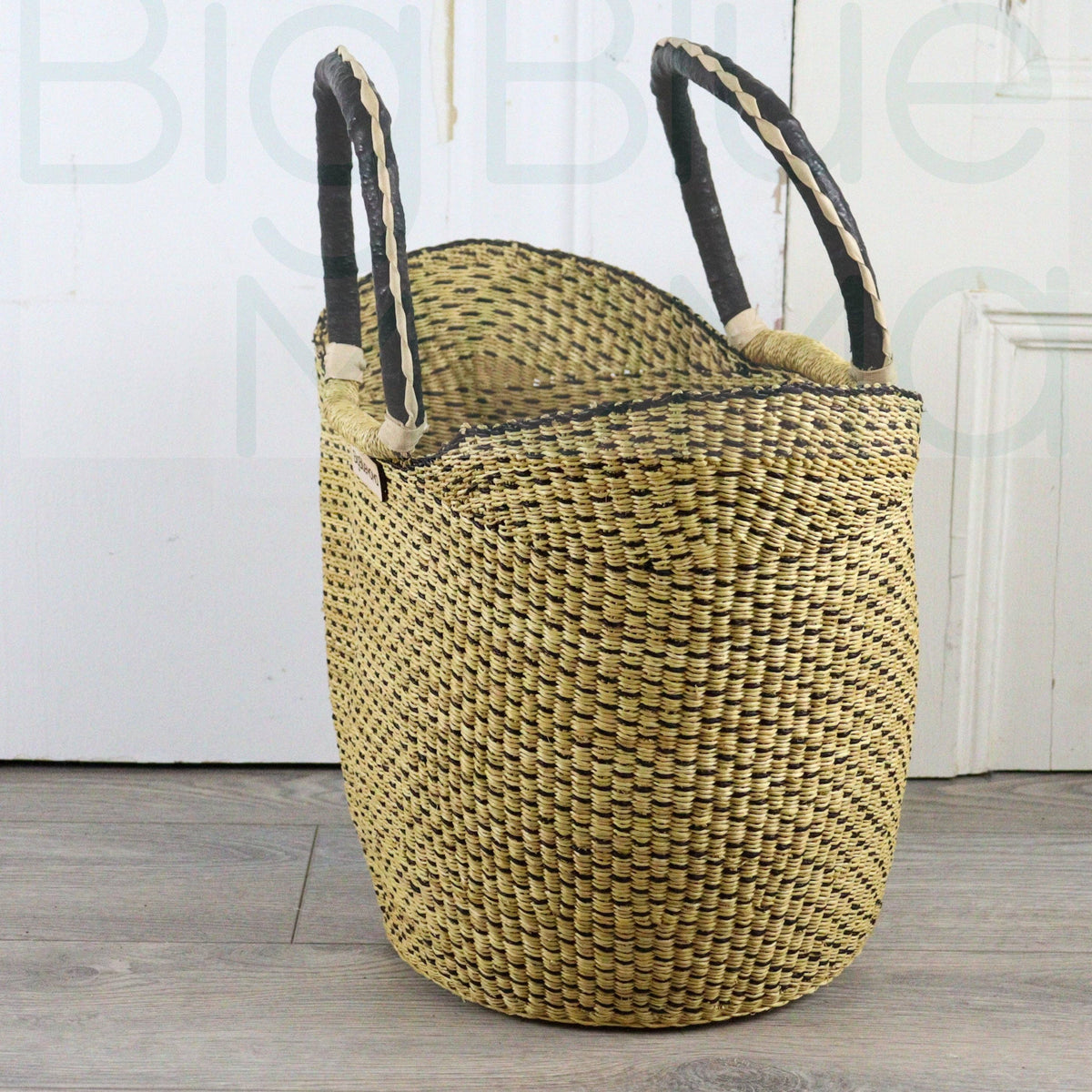 Big Blue Moma - Bolga Basket LARGE U SHOPPER (Natural Palette)
