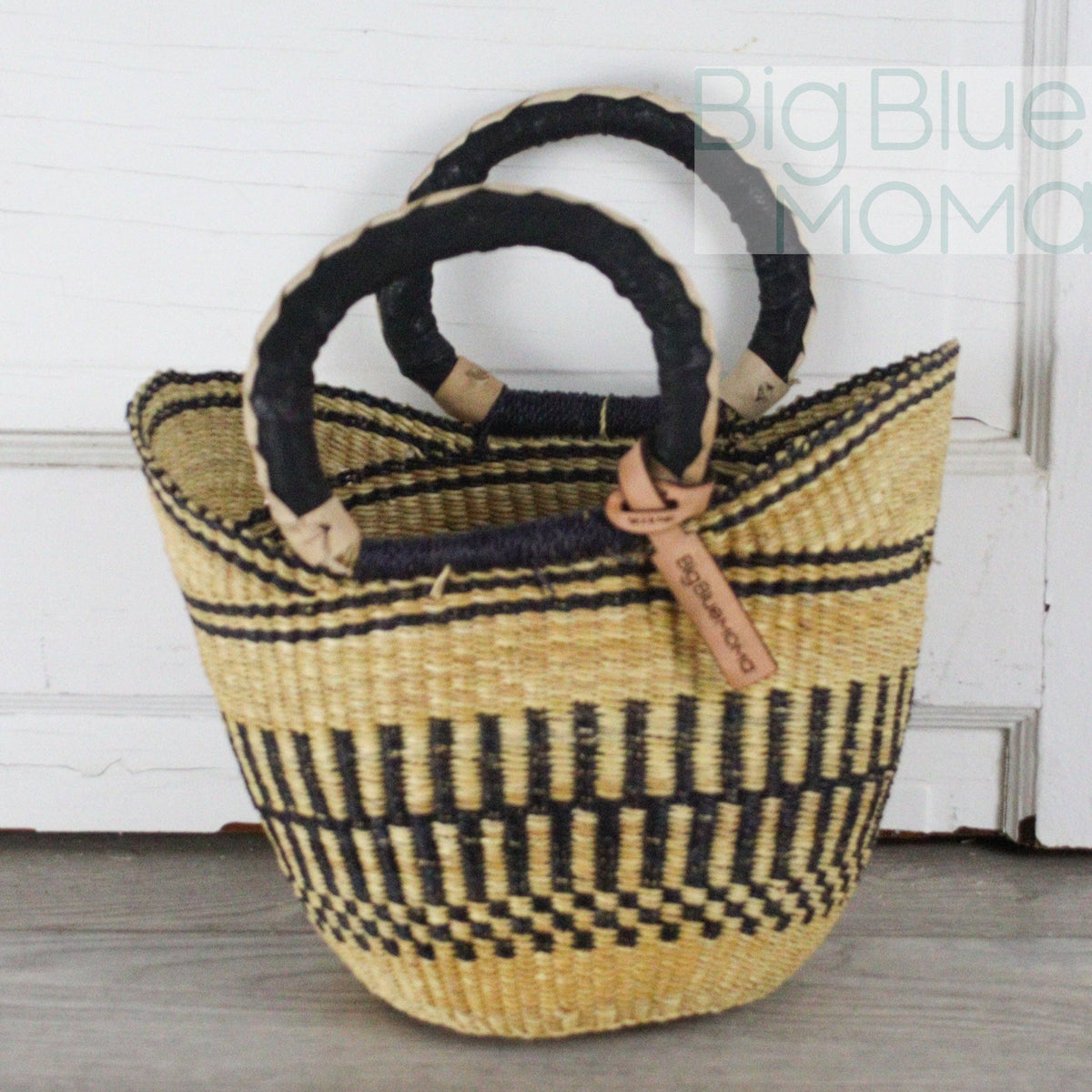 Big Blue Moma - Bolga Basket SMALL U SHOPPER (Natural Palette)