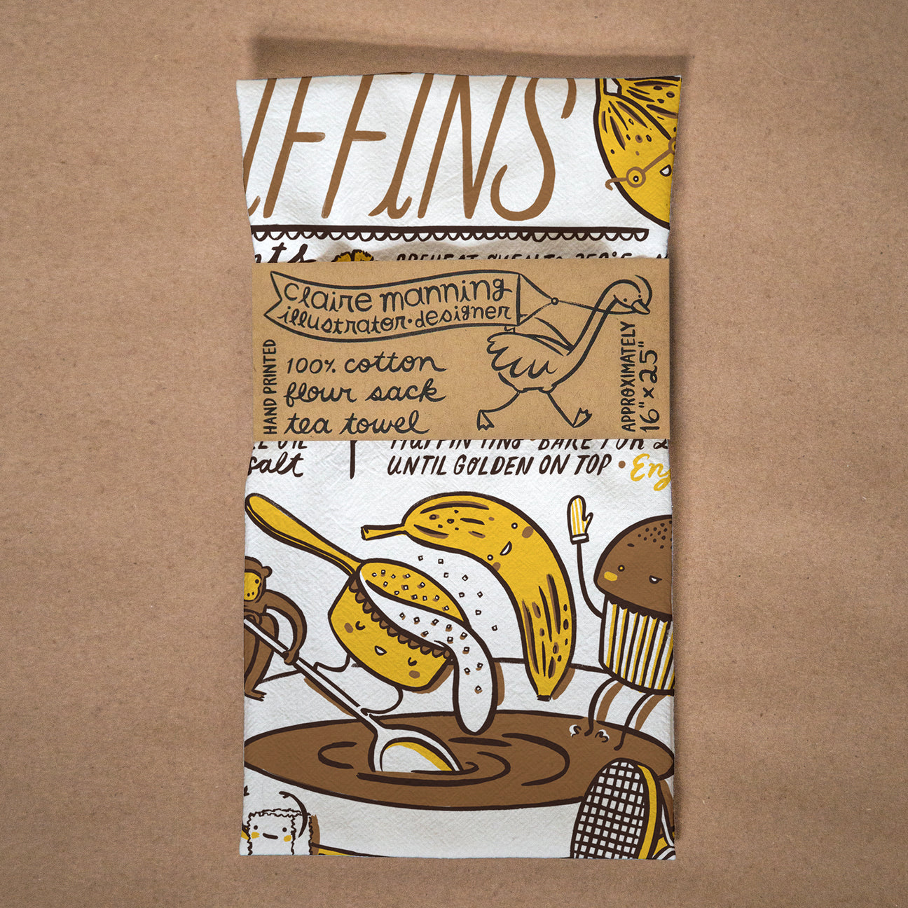 Claire Manning - BANANA MUFFINS Flour Sack Tea Towel