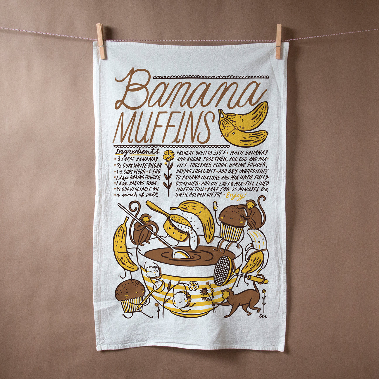 Claire Manning - BANANA MUFFINS Flour Sack Tea Towel