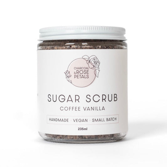 Charcoal & Rose Petals - COFFEE VANILLA Sugar Scrub