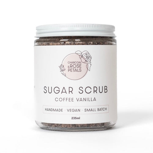 Charcoal & Rose Petals - COFFEE VANILLA Sugar Scrub