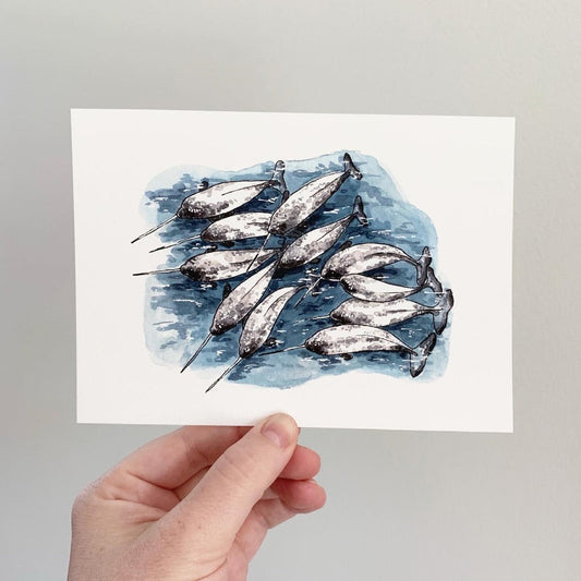 Critter Co. - POD OF NARWHALES Print (5" X 7")