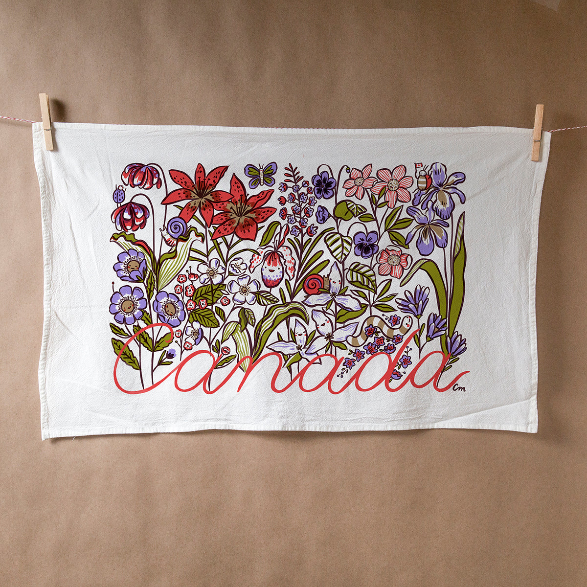 Claire Manning - CANADIAN WILDFLOWER Flour Sack Tea Towel