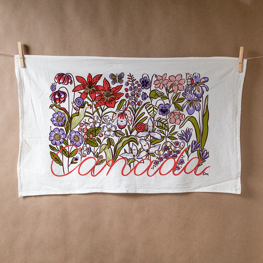 Claire Manning - CANADIAN WILDFLOWER Flour Sack Tea Towel