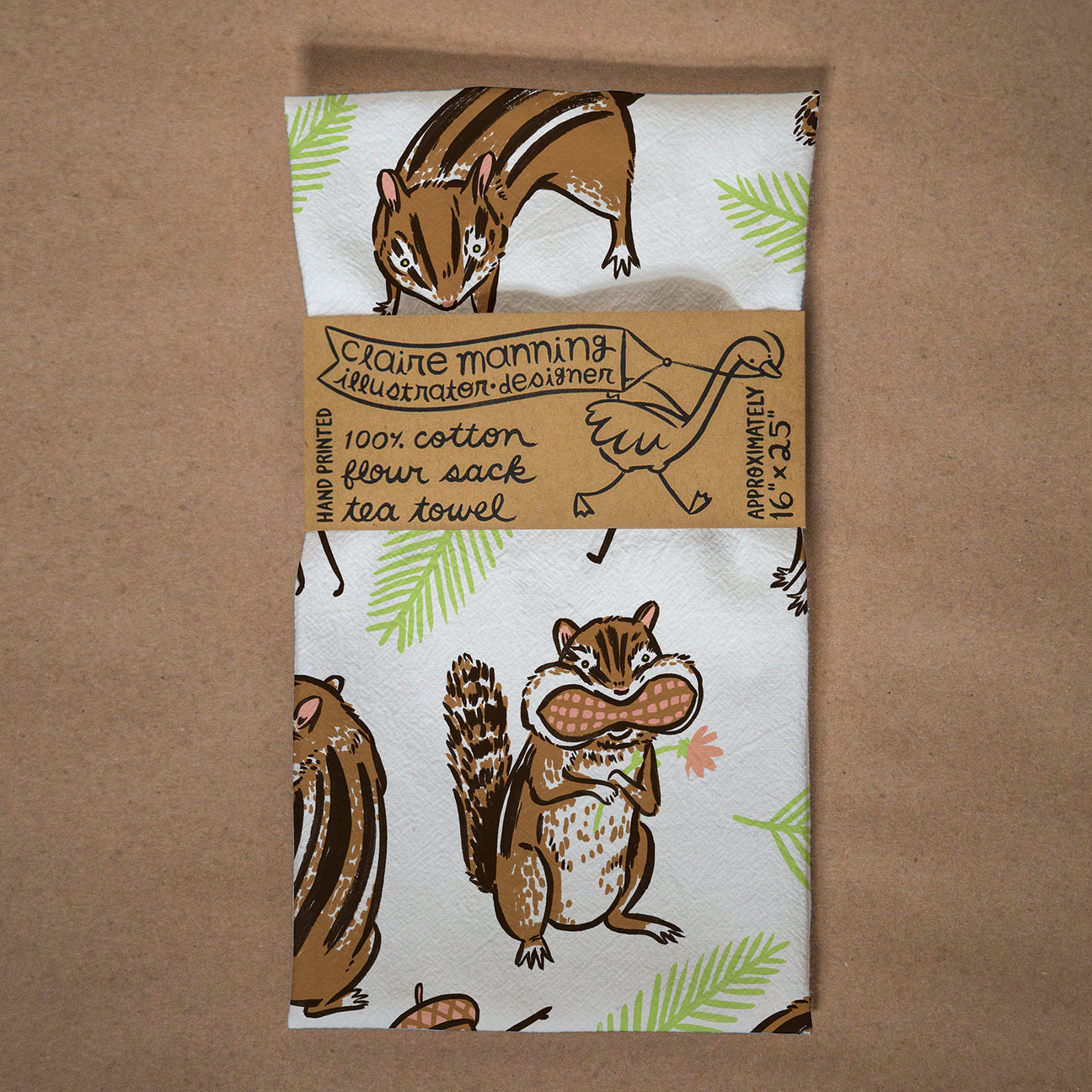 Claire Manning - CHIPMUNK Flour Sack Tea Towel