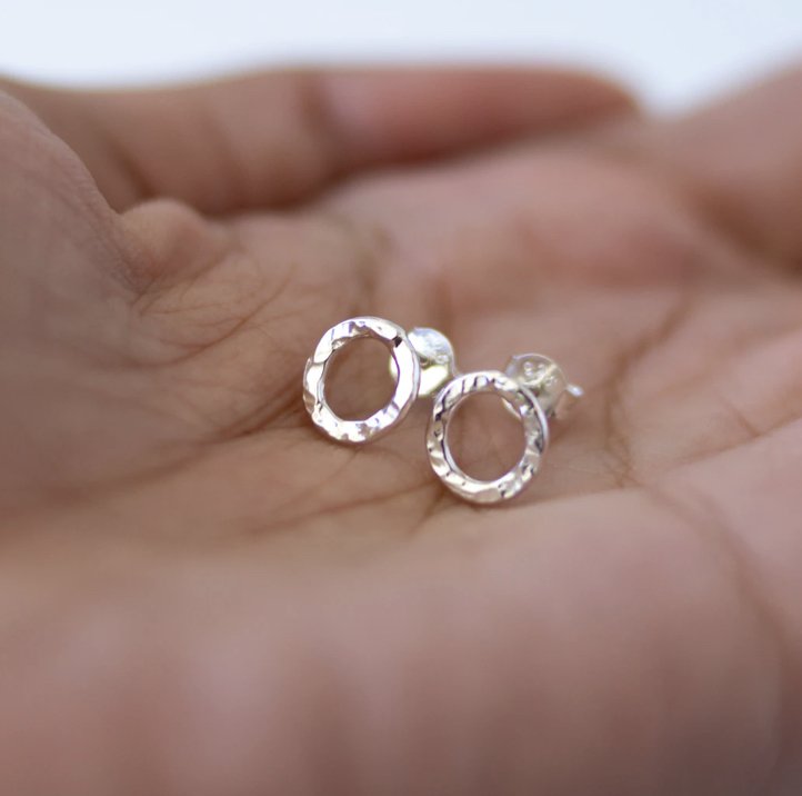 Feeding on Frost - Textured Circle Studs (Sterling Silver)