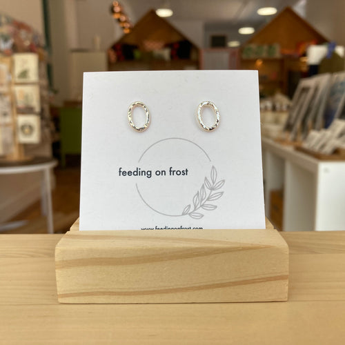 Feeding on Frost - Textured Oval Studs (Sterling Silver)