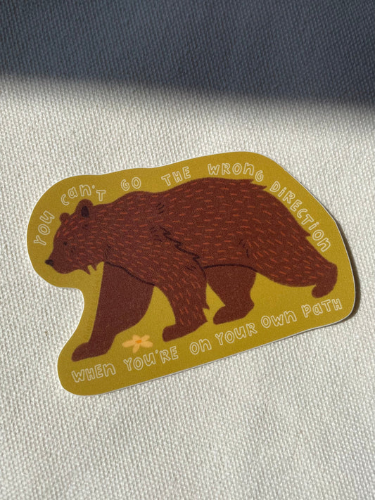Away Designs - ON YOUR OWN PATH GRIZZLY Sticker