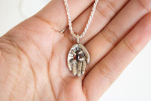 recycled silver garnet hand necklace