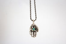 recycled silver opal hand necklace