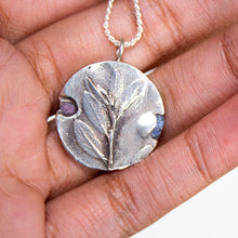 The Inspired I - Leaf Necklace w/ Raw Sapphire + Ruby