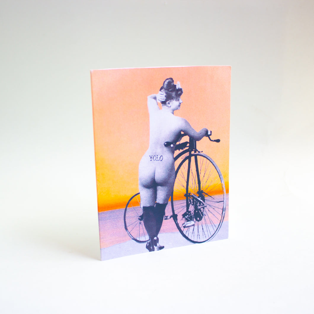 yolo - vintage women bicycle card