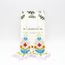white floral fringe earrings