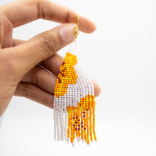 orange half flower on white background - beadwork earrings