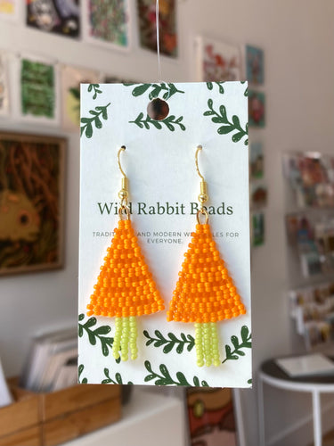 Wild Rabbit Beads - Carrot Fringe Beadwork Earrings