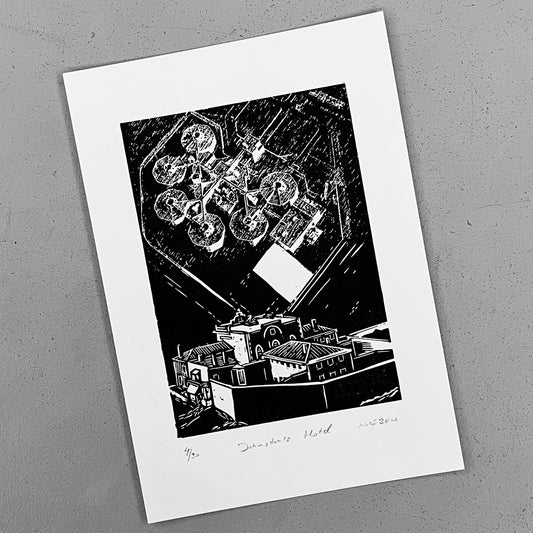 Johnston's Hotel linocut