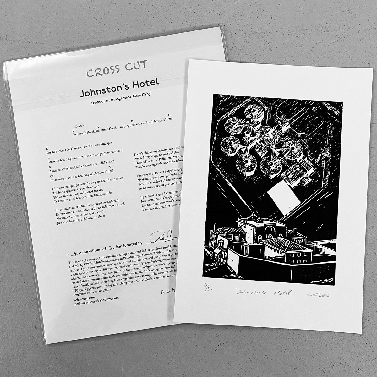 Johnston's Hotel linocut