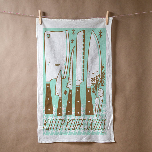 Claire Manning - KILLER KNIFE SKILLS Flour Sack Tea Towel