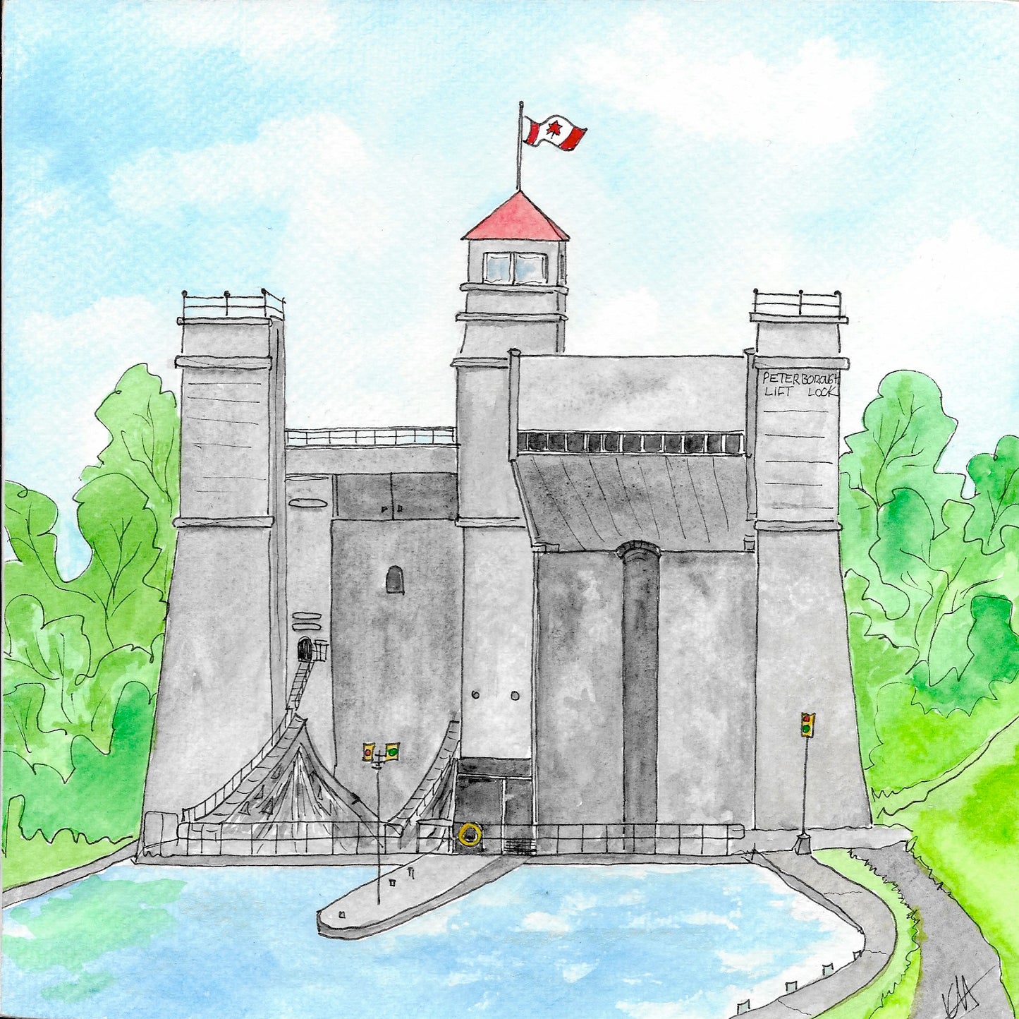 Karin McLean - PERFECT DAY AT THE LIFTLOCK (8" X 8")