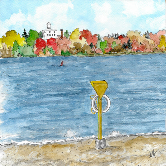 Karin McLean - THE QUAKER FROM BEAVERMEAD LIFEGUARD STAND (8" X 8")