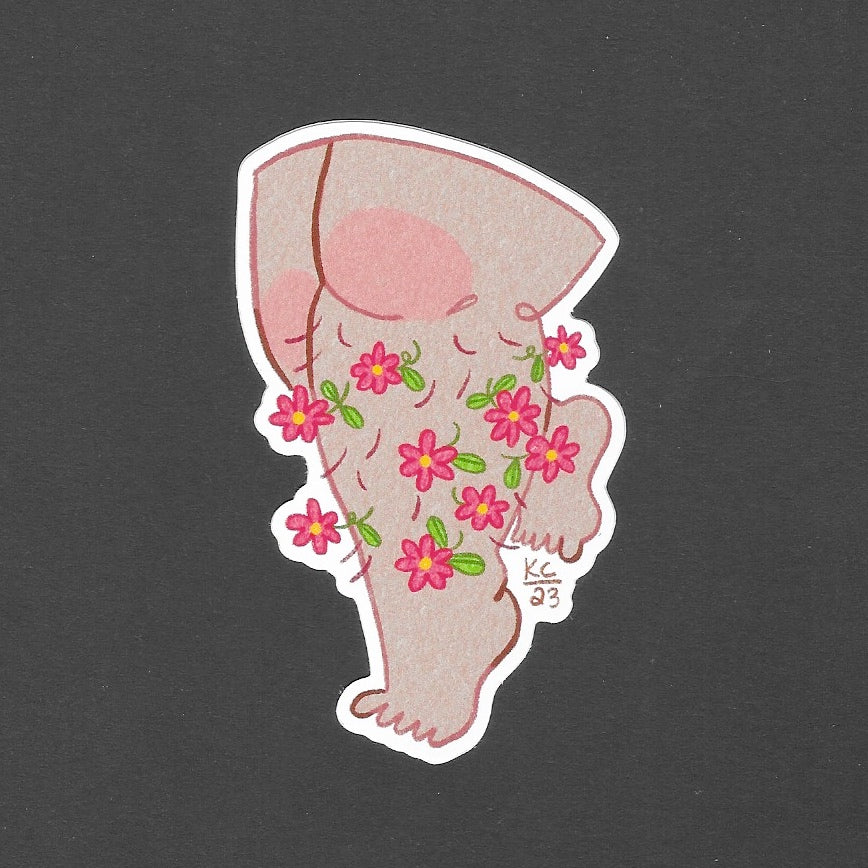 Red Leg Sticker Katelynne Cagliostro - HAIRY LEGS Sticker (Red Flowers) โ Watson & Lou