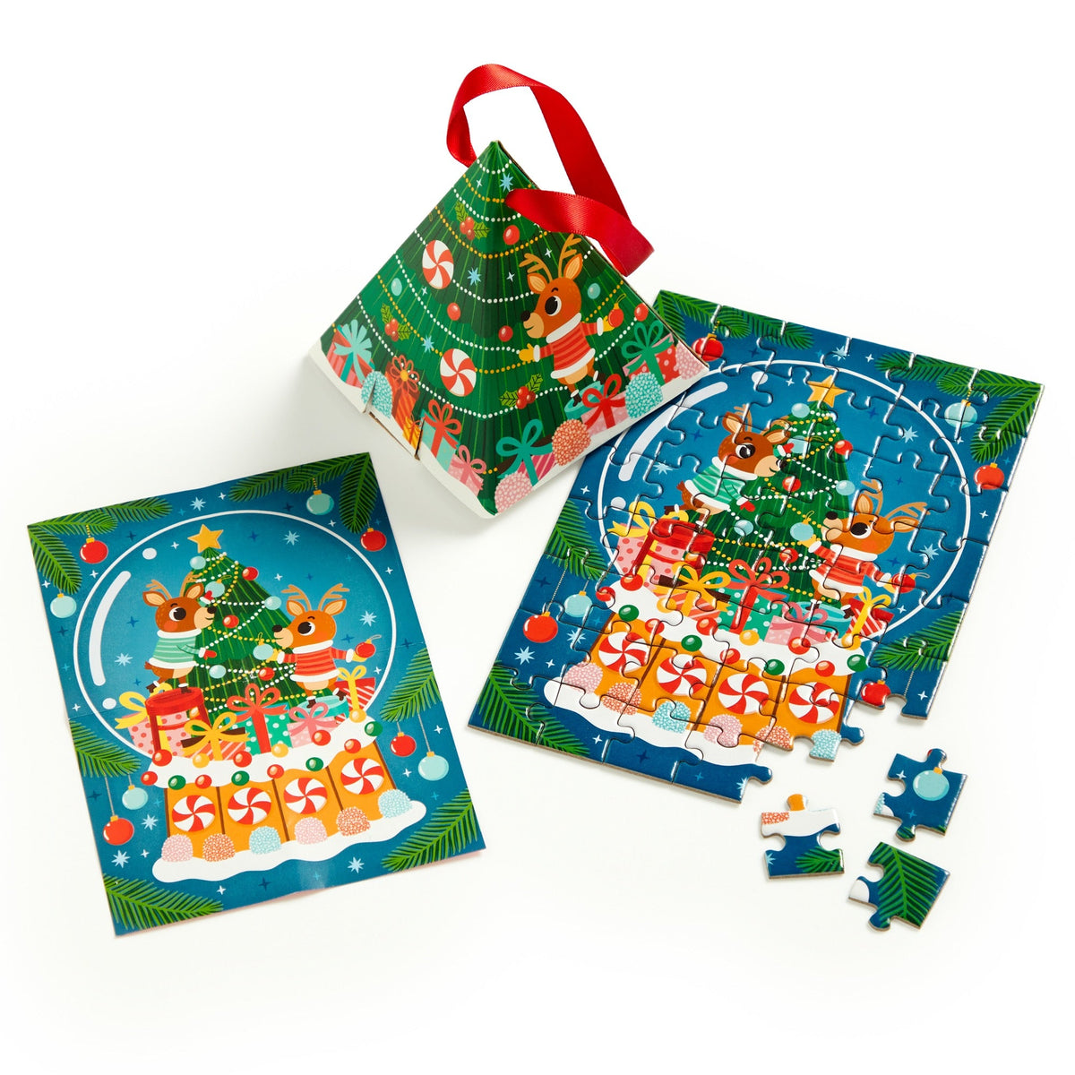 mudpuppy - REINDEER SNOW GLOBE Puzzle Ornament (48pc)