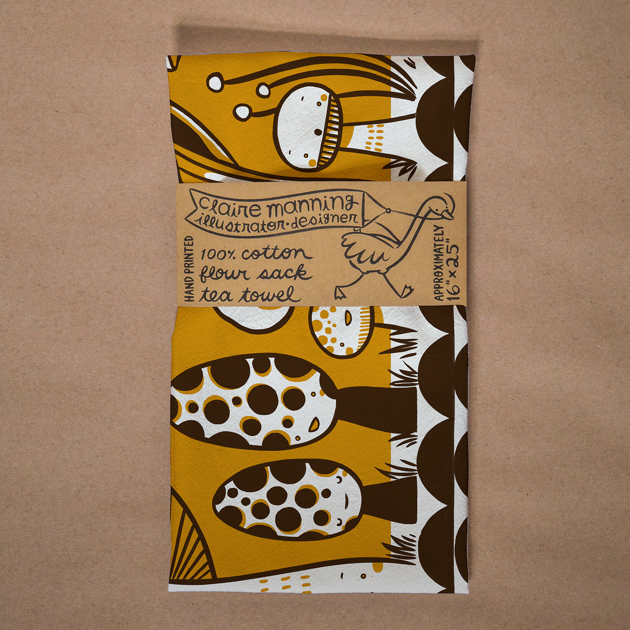 Claire Manning - MUSHROOM Flour Sack Tea Towel