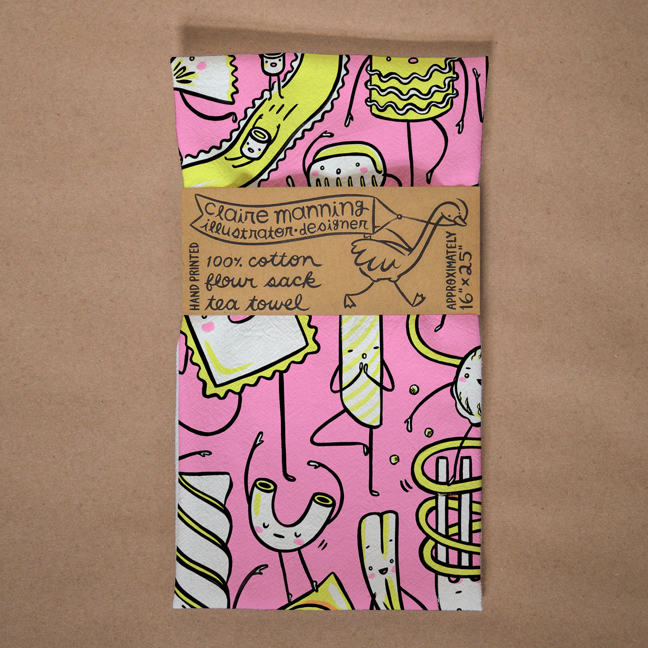 Claire Manning - PASTA PALS Flour Sack Tea Towel