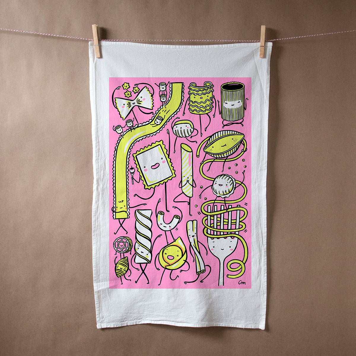 Claire Manning - PASTA PALS Flour Sack Tea Towel