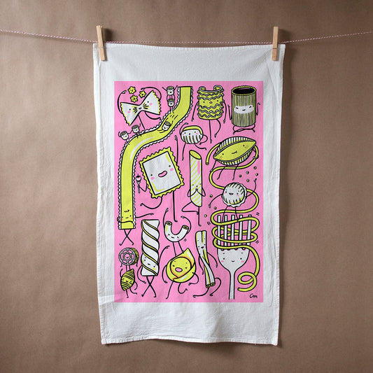 Claire Manning - PASTA PALS Flour Sack Tea Towel
