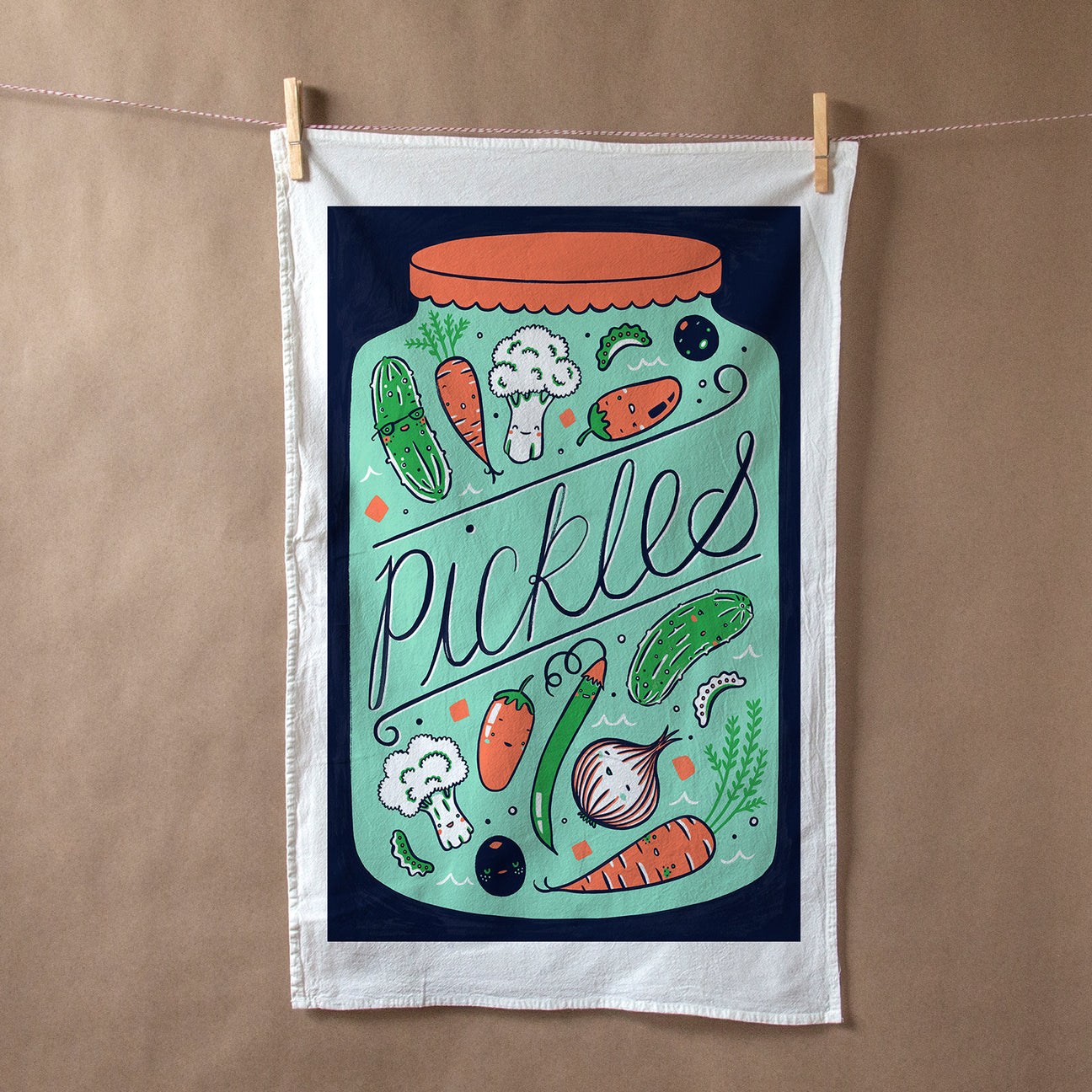 Claire Manning - PICKLES Flour Sack Tea Towel