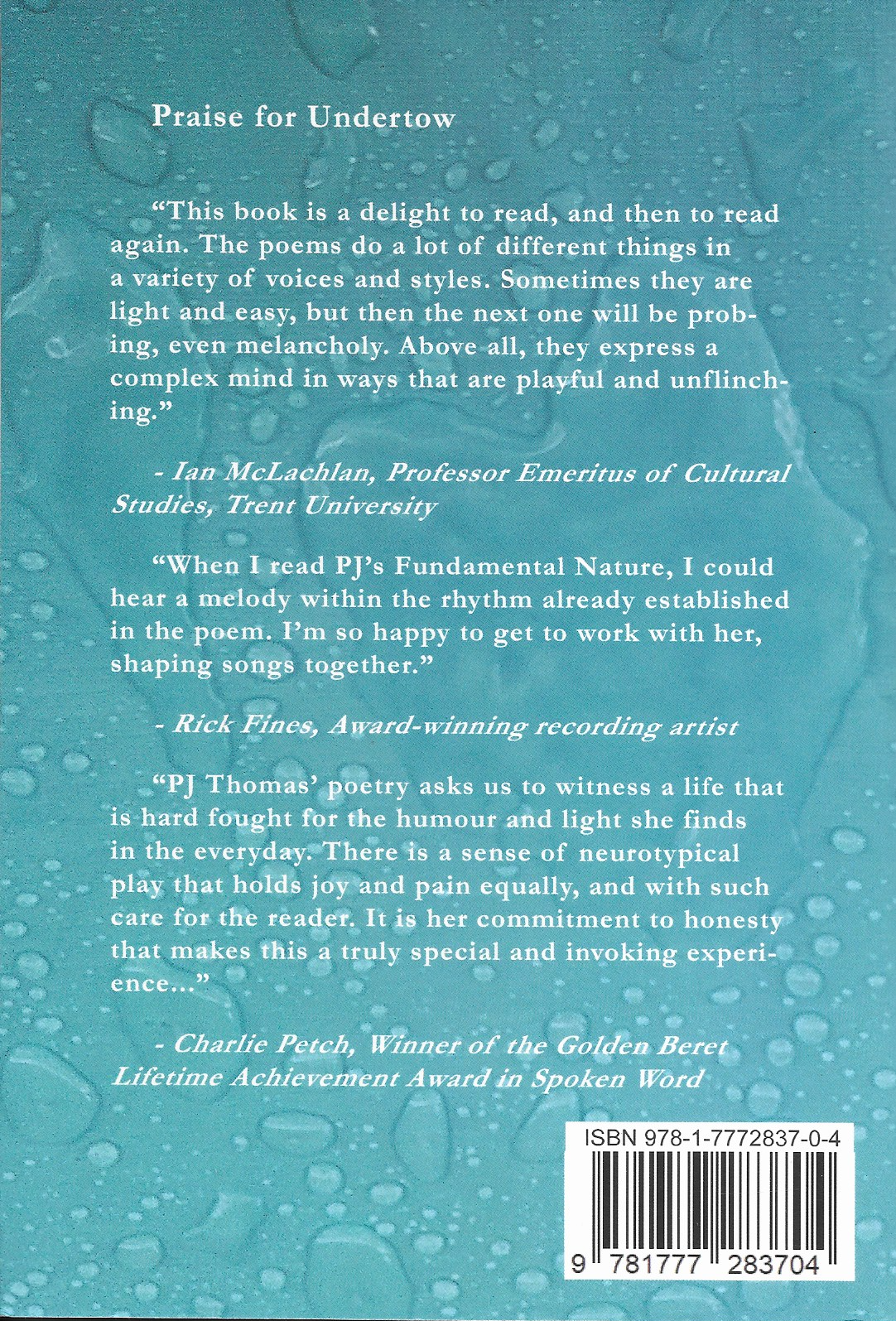 PJ Thomas - "Undertow" Book of Poetry