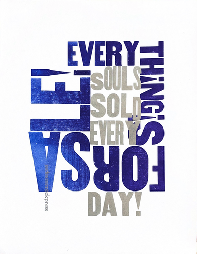 Jackson Creek Press - EVERYTHING IS FOR SALE Letterpress Print