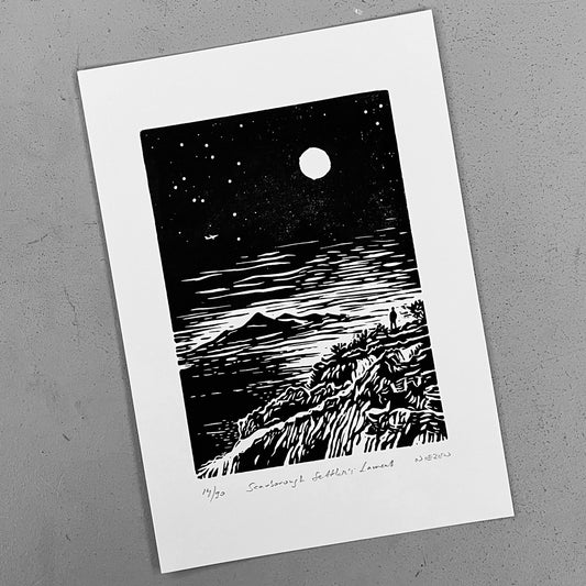 Scarborough Settlers Lament linocut