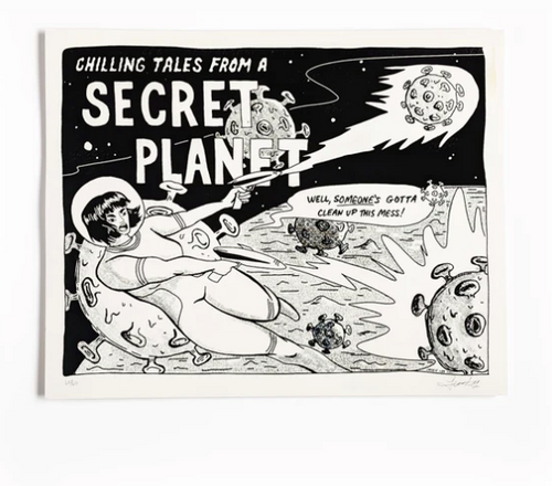 'chilling tales from a secret planet' printed poster 16x20