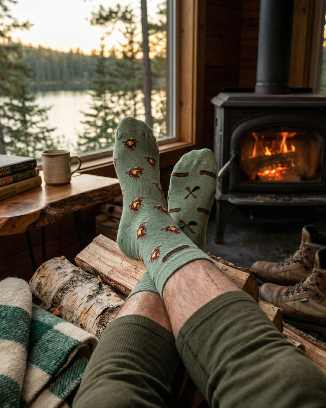 Friday Sock Co. - Men's Canoe & Campfire Mid-Calf Socks