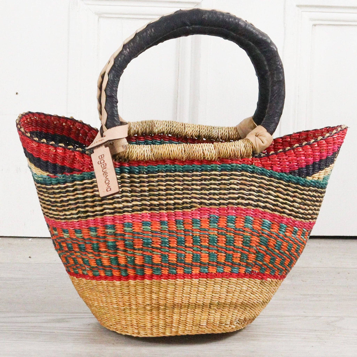 Big Blue Moma - Bolga Basket SMALL U SHOPPER (Variety of Colours)