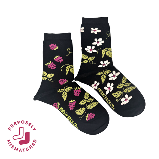 Friday Sock Co. - Women's Raspberry Bloom Mismatched Crew Socks