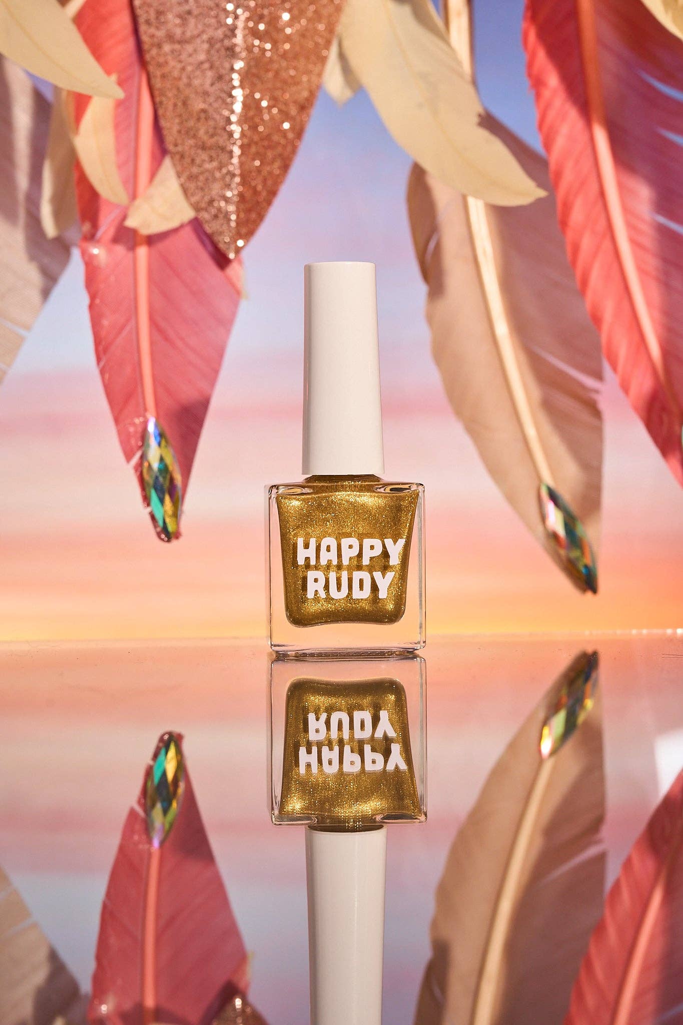 Happy Rudy - Fête | Vegan Nail Polish | Gold Eco-Glitter | Celebration