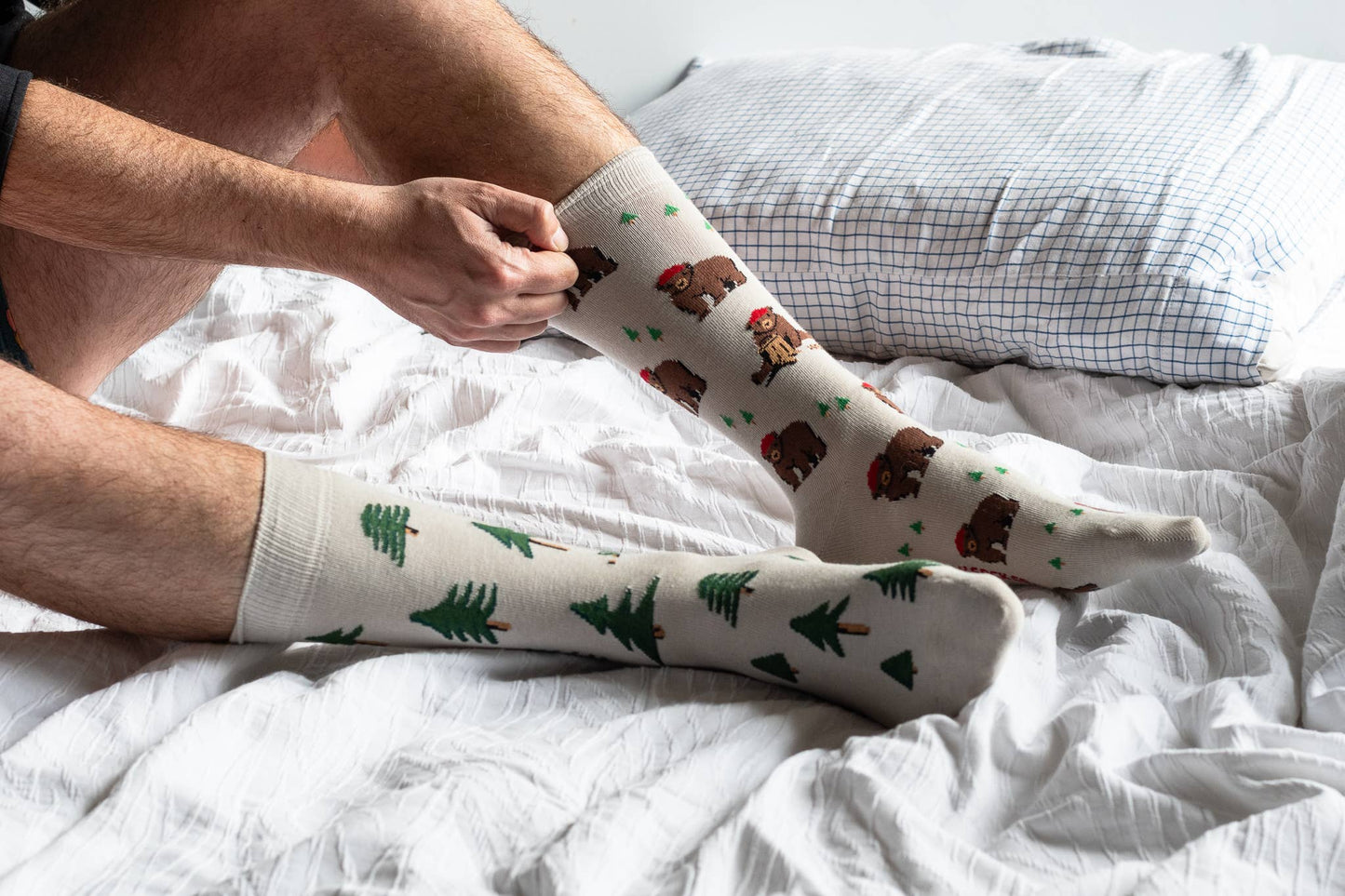 Friday Sock Co. - Men's Socks Bear in Hat and Trees